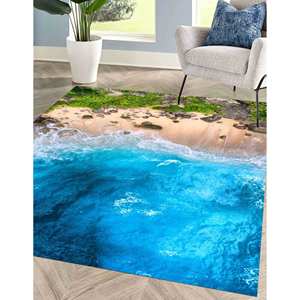 Tapis imprimé paysage marin : Décoration d'intérieur de luxe, antidérapant, tapis non tissé fin - Product Image 3