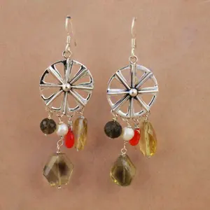 Boucles d'oreilles pendantes en argent 925 avec perle d'eau douce et diamant, style vintage, plaqué or, bijoux en pierres précieuses pour femmes - Product Image 2