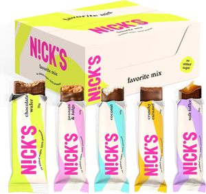 Boîte de mélange de chocolats préférés NICKS, barres de collation Keto sans sucres ajoutés, chocolats sans gluten, bonbons faibles en glucides (12 x barres) - Product Image 4