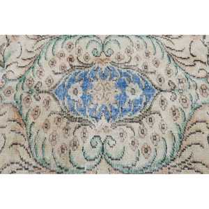 Alfombra Turca Vintage de 6x9.4 pies, Alfombra Grande de Lana Sólida Blanca - Product Image 5