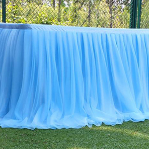 Jupe de table de plinthe en tulle violet et bleu fantaisie Fournitures d'hôtel jetables avec caractéristique blanche - Product Image 4