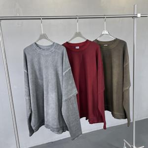 Moda nuevo estilo hombres Regular Fit doble capa 100% algodón manga larga serigrafía Logo impreso camiseta-Color personalizado - Product Image 2