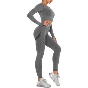 Conjunto de Yoga sin costuras para mujer, ropa deportiva para entrenamiento físico, gimnasio, traje con Top y mallas de alta calidad al por mayor - Product Image 1