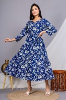 Robe midi évasée à imprimé floral 100 % coton, lavable, respirante, éco-responsable, taille naturelle, confortable pour femme