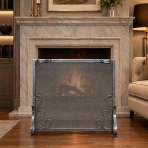 Protector de Chimenea Metálico Geométrico Estilo Art Deco, Malla Resistente, Protector de Chispas Independiente para Chimeneas Interiores - Product Image 4