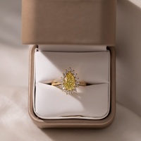 Bague de fiançailles et de mariage de luxe pour femme en or 10K 14K 18K avec diamant de laboratoire fantaisie jaune vif taille poire de 2,00 carats certifié IGI