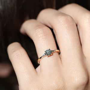 5MM conique Baguette côté pierres 925 argent coupe CZ bague de fiançailles plaqué or jaune Solitaire bijoux de mariée diamant principal - Product Image 2