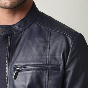 Chaqueta de invierno informal con cuello levantado para hombre, piel de vaca transpirable con logotipo frontal a un precio razonable - Product Image 6