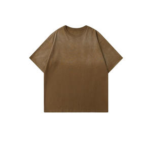 Vente en gros de T-shirt surdimensionné délavé à l'acide 100% coton T-shirts délavés à l'acide de rue confortables et à la mode logo personnalisé - Product Image 3