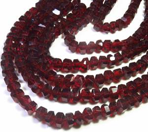 Gems Valley Top Trendy Natural African Red Garnet Gemstones 8.5" Strand 6-8 mm Mozambique Garnet Tumble Cube Faceted Beads - Product Image 6