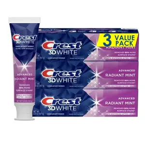 Crest 3D White Radiant Mint, Teeth Whitening Toothpaste, 3.8 oz, Pack of 3