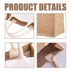 2024 sacs fourre-tout en toile de jute de conception personnalisée avec logo de nom fourre-tout à main de plage avec motif d'impression pour les cadeaux de fêtes - Product Image 3