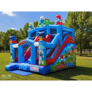 Tobogán Inflable Comercial de 6x4m con Temática de los Pitufos, Castillo Hinchable para Niños, Tobogán Seco de PVC, Equipo de Juegos para Exteriores - Product Image 2