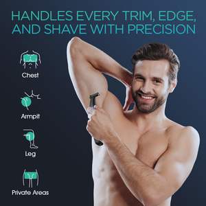 Rasoir électrique sans fil pour hommes, rasoir USB humide/sec à double lame pour une coupe précise du corps et des peignes de toilettage, et des peignes de coupe pour poils de nez - Product Image 2