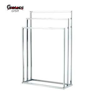 Toallero de Hierro Fundido para Hotel con Base Rectangular Doble, Diseño de 3 Rieles, Acabado Cromado, Independiente para Baños - Product Image 2