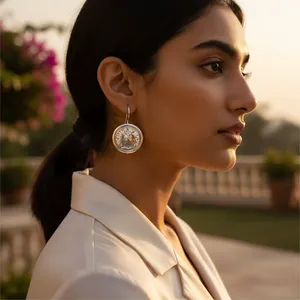 Boucles d'oreilles élégantes pour femmes en zircon argenté avec un design géométrique, style tendance pour les occasions de fête - Product Image 2