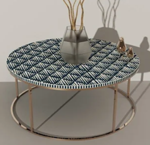 Mesa decorativa circular moderna con un llamativo diseño de incrustaciones de hueso geométrico Consola de mesa de té elegante a precio de fábrica al por mayor - Product Image 2