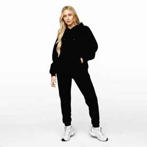 Survêtement à manches longues pour femmes Noir Slim Fit 100% Coton Polaire Survêtement à impression personnalisée Pullover Sports Track Suits pour femmes - Product Image 1