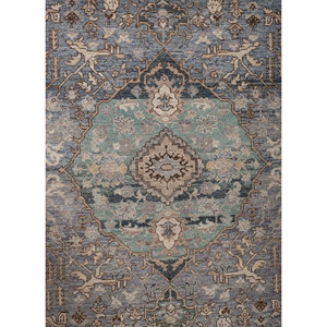 Alfombra de Lana Azul Anudada a Mano con Patrón de Medallón Someplace in Time para el Hogar - Alfombras Jaipur Modelo ZA Ea-3006 (Cs-01) - Product Image 3