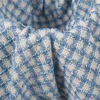 Tissu en tweed polyester en gros, tweed à carreaux métalliques dorés personnalisé 650 GSM pour manteaux, sacs et chapeaux