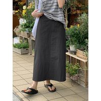 Jupe longue fendue en nylon [kclub] (K-41899) à taille naturelle, style formel, coupe confortable pour un look moderne et chic