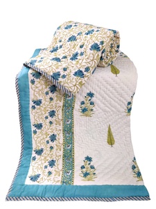 Handcrafted 100% Cotton Reversible <b>Quilt</b> Hand Block Printed Traditional Lightweight Design <b>Queen</b> <b>Size</b> Cotton <b>Quilt</b> for Winter - Product Image 2