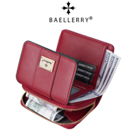 Dompet Wanita Baellerry, Dompet Pendek Mewah, Dompet Lipat Tiga dengan Resleting, Dompet Kulit PU Berkualitas Tinggi untuk Wanita