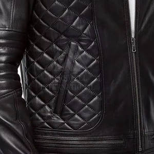 Dernier modèle de veste en cuir coupe-vent pour hommes vente en gros Meilleures ventes Veste en cuir imperméable pour hommes - Product Image 6