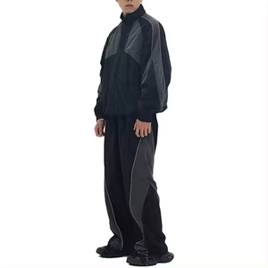 Haute qualité 100% Polyester Baggy Jogging survêtement hommes veste zippée Baggy pantalon Nylon coupe-vent costume - Product Image 5