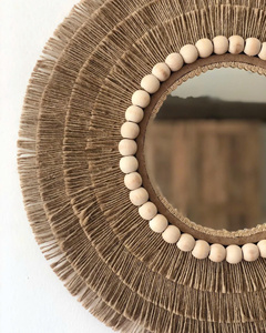 <b>Beads</b> with Jute <b>Mirror</b>, Jute Wall Hanging <b>Mirror</b>, Bedroom Decor Gift, Boho <b>Mirror</b>, Living Room Decor Christmas Gift Housewarming - Product Image 2