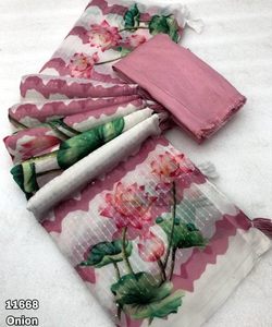 Saree de travail de séquence d'impression numérique georgette attrayante avec blouse non cousue vêtements décontractés prix de gros vêtements ethniques - Product Image 4