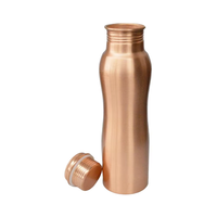 Bouteille d'eau étanche faite à la main en cuivre pur avec revêtement anti-corrosion sans BPA pour les voyages et la voiture