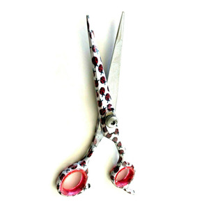 กรรไกรตัดผมสแตนเลสสีกระดาษพร้อมที่วางนิ้วและแหวนยาง - Product Image 6