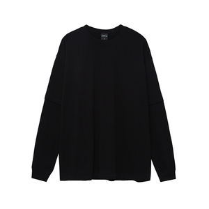 Spring Solid Color 270Gsm Heavy Weight Cotton Casual Basic Loose <b>Long</b> <b>Sleeve</b> <b>T</b>-<b>shirt</b> - Product Image 3