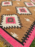 Handmade 100% Natural Wool Jute Flat Pile Extra Thick Rugs Floor Carpet Tiles Soft Indian Abstract Supplier Latest Design