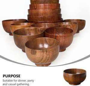 Bols de service en bois jetables pour salade soupe nouilles fruits légumes et plus écologique et élégant - Product Image 4