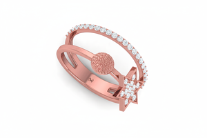 เครื่องประดับ NARANG แหวนทองคำแท้ 14K ประดับเพชรธรรมชาติ 36 เม็ด ดีไซน์หรูหราแบบ Eluzian สำหรับผู้หญิง ชุบโรเดียม เหมาะสำหรับสวมใส่ทุกวัน น้ำหนัก 3.20 กรัม - Product Image 4