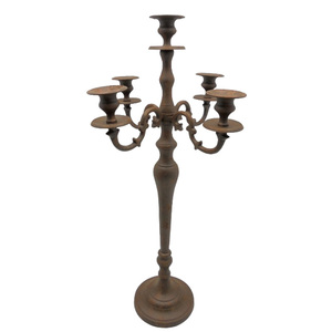 Bougeoir en aluminium à 5 bras décoratif pour la maison support de pilier de bougie en cuivre fumé pour dessus de table et décor de noël - Product Image 2