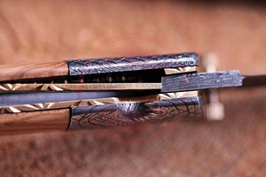 Couteau pliant de poche acier damas extérieur fait à la main Camping chasse couteau pliant couteaux personnalisés - Product Image 3
