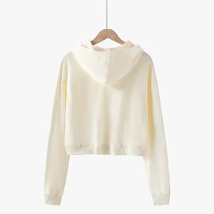 เสื้อฮู้ดครอปท็อปแขนยาวทรงโอเวอร์ไซส์แบบซิปครึ่งตัว คุณภาพสูงสำหรับผู้หญิง ออกกำลังกาย - Product Image 2