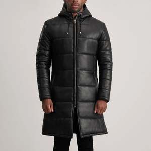 Abrigo Acolchado de Cuero con Capucha para Hombre Floyd, Abrigo Negro con Relleno de Plumón - Product Image 4