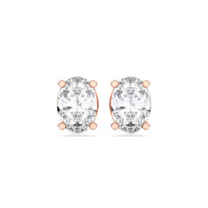 IGI Certified 3.00 Ct Luxury Oval Cut Lab Grown Diamond Stud Earrings 1.50 Ct Each <b>Solid</b> 925 Sterling <b>Silver</b> with Gold Finish - Product Image 6