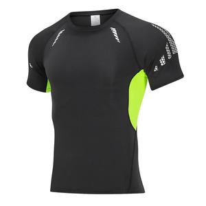 Performance compression t-shirt hommes gym entraînement fitness entraînement couche de base évacuation de l'humidité respirant stretch haut de sport - Product Image 5