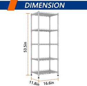 Estante de Almacenamiento Ajustable de 5 Niveles, de Malla de Alambre de Hierro Recubierto de Plástico, con Orificios Cuadrados, Soldado, para Baño, Despensa, Armario, Simple y Económico - Product Image 6