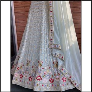 Lehenga choli ด้ายปักทำงานสำหรับผู้หญิงอินเดียงานแต่งงานอินเดีย - Product Image 2