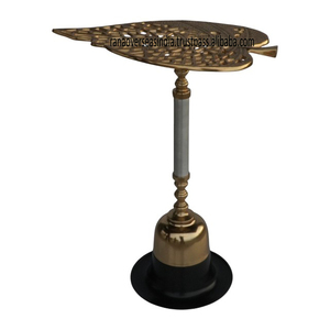 โต๊ะโลหะรูปใบไม้แบบดั้งเดิมโบราณฐานด้านข้างสีดำเงาสำหรับเฟอร์นิเจอร์ห้องนั่งเล่นสำนักงานขายส่ง - Product Image 1