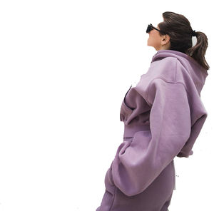 ชุดวอร์มสองชิ้นแบบมีซิปสำหรับสตรีทรงโอเวอร์ไซส์สำหรับฤดูหนาว - Product Image 3