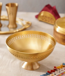 Bol en laiton pour fruits et légumes, objet décoratif, poli, écologique, couleur or mat, décoration en métal - Product Image 1