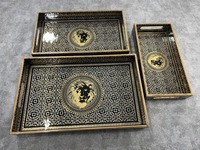 Plateau de service moderne en bois à un seul niveau avec lion imprimé Incroyable 3-COMBOS Salle à manger Décoration intérieure pour cuisine Salon Rangement