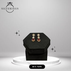 Pendientes de Doble Gota con Rubí y Moissanita, Elegantes y Lujosos - Product Image 3